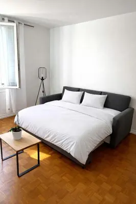 Un ou plusieurs lits dans un hébergement de l'établissement Magnifique appartement Paris 11ème