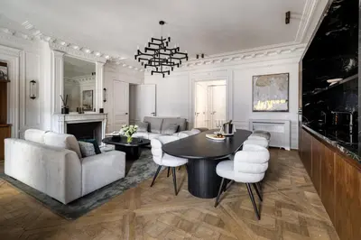 Coin salon dans l'établissement Oniri - Serviced Apartments in Louvre - Rue de Rivoli