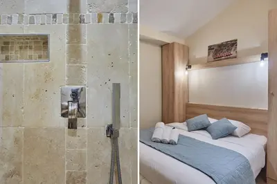 Un ou plusieurs lits dans un hébergement de l'établissement Sublime apartment in the heart of Paris 10 people FBMAR5