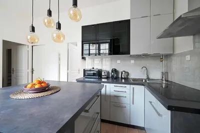 Cuisine ou kitchenette dans l'établissement Bel Appartement Buttes-chaumont