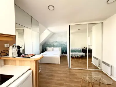 Cuisine ou kitchenette dans l'établissement Studio Opera Bourse