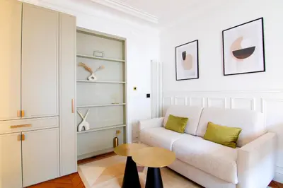 Coin salon dans l'établissement Appartement élégant près de Bastille-Gare de Lyon