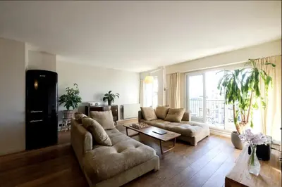 Coin salon dans l'établissement Amazing view, beautiful flat, swimming pools, secure parking