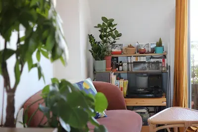 Cuisine ou kitchenette dans l'établissement Superbe Loft avec Vue Incroyable sur Montmartre