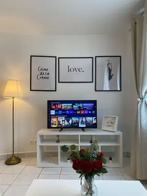 Télévision ou salle de divertissement dans l'établissement Appartement 2 pièces avec Projecteur à 100m du métro