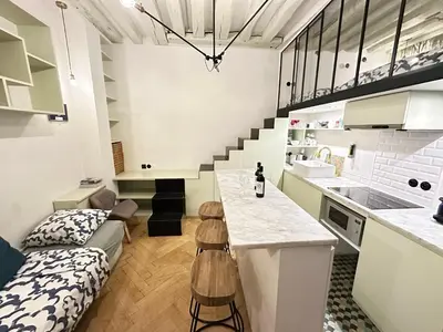 Cuisine ou kitchenette dans l'établissement Cosy Flat In Marais