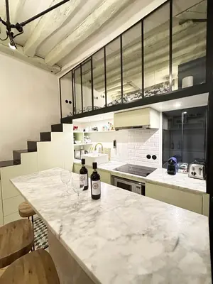 Cuisine ou kitchenette dans l'établissement Cosy Flat In Marais
