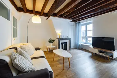 Télévision ou salle de divertissement dans l'établissement Appartement Typique au Coeur du Marais
