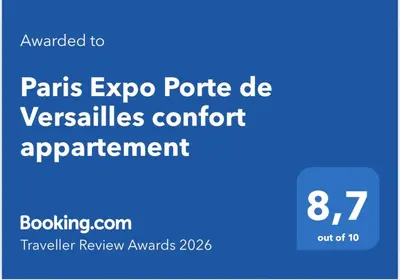 Certificat, récompense, panneau ou autre document affiché dans l'établissement Paris Expo Porte de Versailles confort appartement