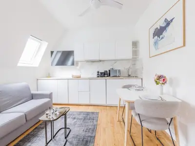 Cuisine ou kitchenette dans l'établissement Cosy Studio Etoile Friedland
