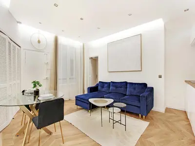 Coin salon dans l'établissement Charming flat at the foot of Les Halles