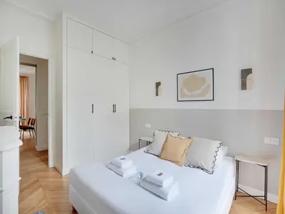 Un ou plusieurs lits dans un hébergement de l'établissement Superb apartment 2BDR 6P- Mairie de Neuilly