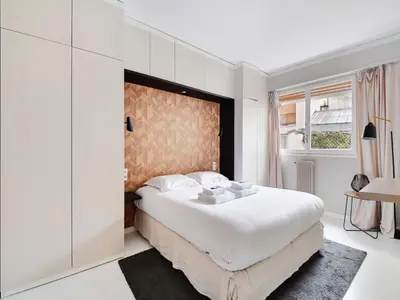 Un ou plusieurs lits dans un hébergement de l'établissement Super flat near Grands Boulevards - Mobility lease