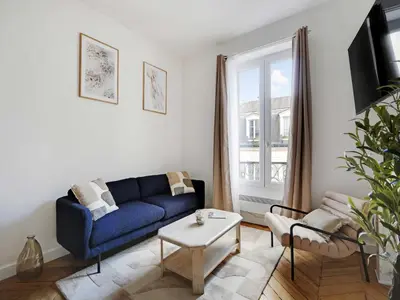 Coin salon dans l'établissement Charming flat 1BDR 2P - Voltaire Bastille