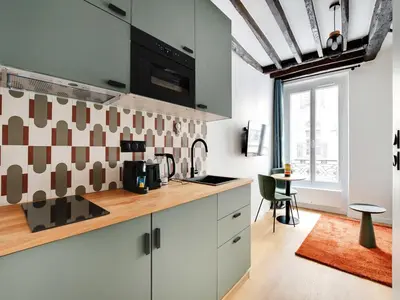 Cuisine ou kitchenette dans l'établissement Cosy studio - 2P - Passy Tour Eiffel