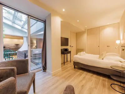 Un ou plusieurs lits dans un hébergement de l'établissement Unique appartement - Marais - Mobility Lease