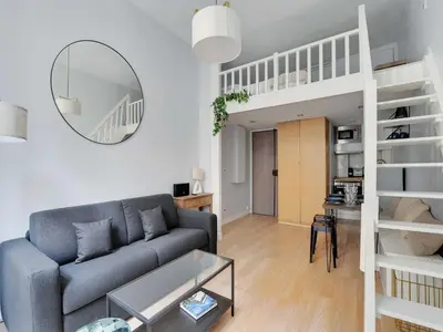 Coin salon dans l'établissement Elegant apt - 2P - near Le Marais