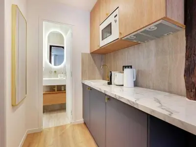 Cuisine ou kitchenette dans l'établissement Charming studio - 16 arrd - Mobility lease