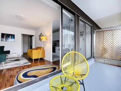 Coin salon dans l'établissement Cosy apartment with balcony -1BDR 2P- La Villette