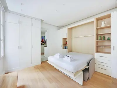 Un ou plusieurs lits dans un hébergement de l'établissement Cozy, central 2P studio - Réaumur Sébastopol