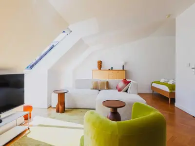 Coin salon dans l'établissement Intimate flat - 2P- Sentier