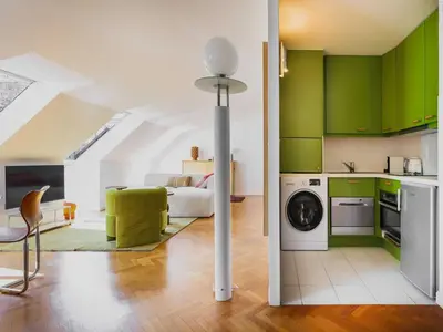 Cuisine ou kitchenette dans l'établissement Intimate flat - 2P- Sentier