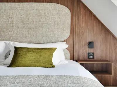 Un ou plusieurs lits dans un hébergement de l'établissement Modern Apt -1BR 4P - View Eiffel Tower Passy