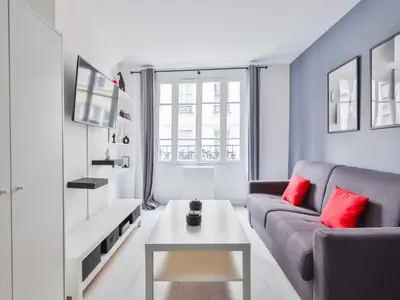Coin salon dans l'établissement Lovely studio - C ur du Marais - Mobility lease