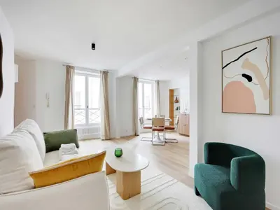 Coin salon dans l'établissement Modern and elegant apt 1BD 4P - Quartier Latin