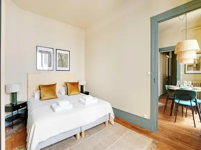 Un ou plusieurs lits dans un hébergement de l'établissement Modern flat 1 BDR 2P - Marais district