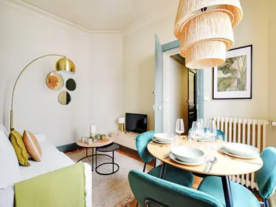 Coin salon dans l'établissement Modern flat 1 BDR 2P - Marais district
