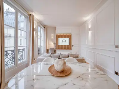 Coin salon dans l'établissement Elegance & refinement a stone's throw from Louvre