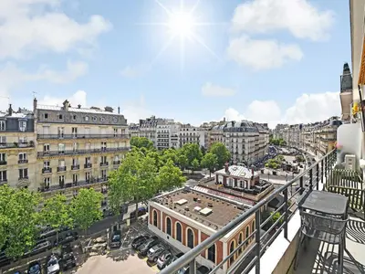 Vue générale sur Paris ou vue de la ville depuis l'appartement