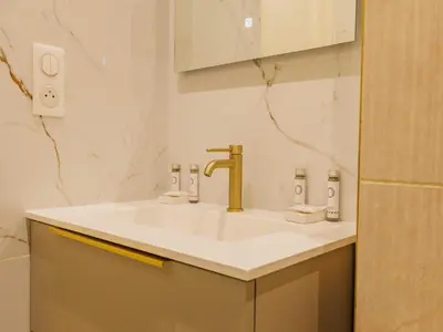 Salle de bains dans l'établissement COSY apartment -1BDR 4P -near Les Halles