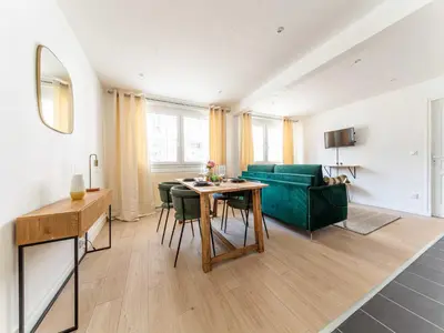 Coin salon dans l'établissement Apartment COSY- Boulogne - Mobility lease