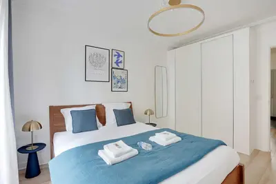 Un ou plusieurs lits dans un hébergement de l'établissement Modern apartment - 2BDR 6P - Paris 14e