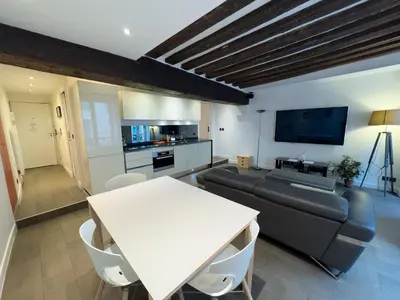 Cuisine ou kitchenette dans l'établissement Appartement design au cœur du Marais