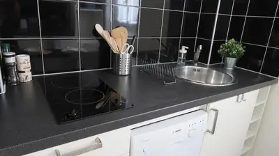Cuisine ou kitchenette dans l'établissement Modern and cozy studio 2 minutes from Porte d'Orléans