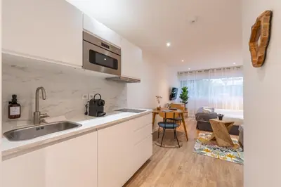 Cuisine ou kitchenette dans l'établissement Nouveau Appartement Sacré-Cœur Cottages 3