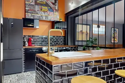 Cuisine ou kitchenette dans l'établissement Loft Unique au Design Contemporain