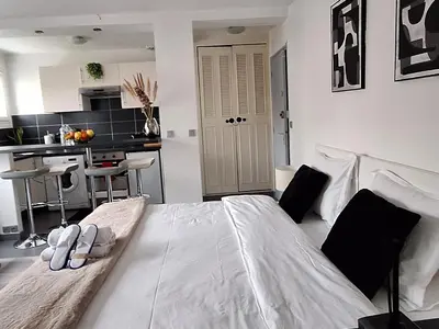 Cuisine ou kitchenette dans l'établissement Carnet2voyages Suresnes - Proche Paris, La Défense