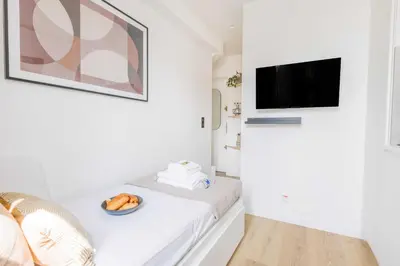 Télévision ou salle de divertissement dans l'établissement Cozy studio for 2 people - Place de la République