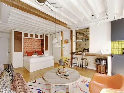 Coin salon dans l'établissement Cosy studio 2 pers ST GERMAIN DES PRES ODEON -