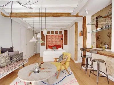 Coin salon dans l'établissement Cosy studio 2 pers ST GERMAIN DES PRES ODEON -