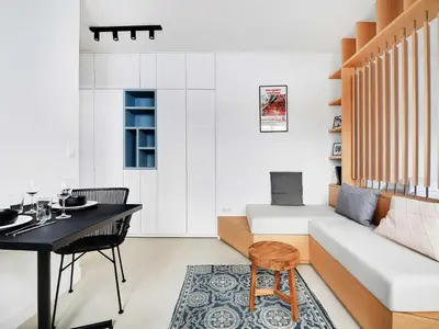Coin salon dans l'établissement Cosy and intimate Studio - 1BD 2P - Oberkampf