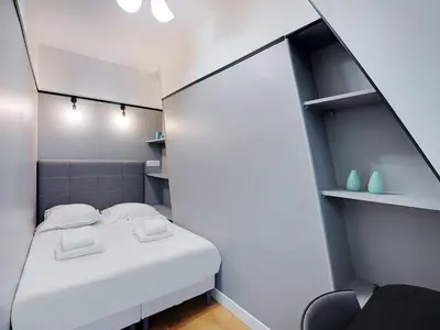 Un ou plusieurs lits dans un hébergement de l'établissement Nice appt 1 BDR 2P - NIEL TERNES