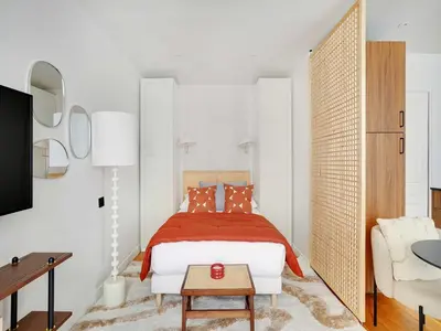 Un ou plusieurs lits dans un hébergement de l'établissement Cozy Studio - 2P - Montparnasse Luxembourg