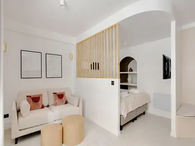 Un ou plusieurs lits dans un hébergement de l'établissement Lovely studio 2P - PASSY - Mobility Lease
