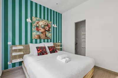 Un ou plusieurs lits dans un hébergement de l'établissement Amazing apartment - 2BR 6P - Bastille