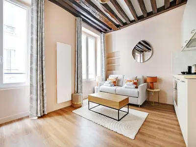 Coin salon dans l'établissement Charming studio- 2P- Le Marais